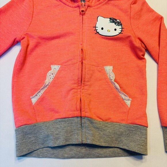 Hello Kitty Sanrio Hoodie Girl Size 4T Full Zip Pink Two Sided Vintage Y2K - Picture 5 of 12